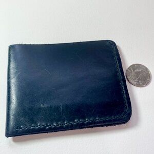Handmade Black Leather Bi-Fold Wallet